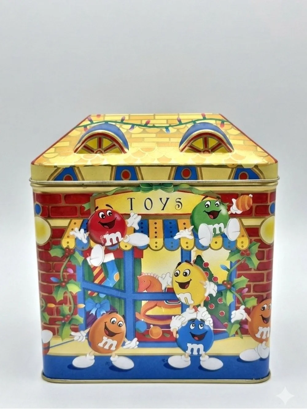 1996 M&M's Christmas Village Toy Shop Limited Edition Candy Canister Vintage Tin